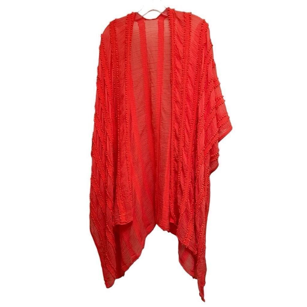 Boutique Coral sheer lace duster / swim cover up- one size